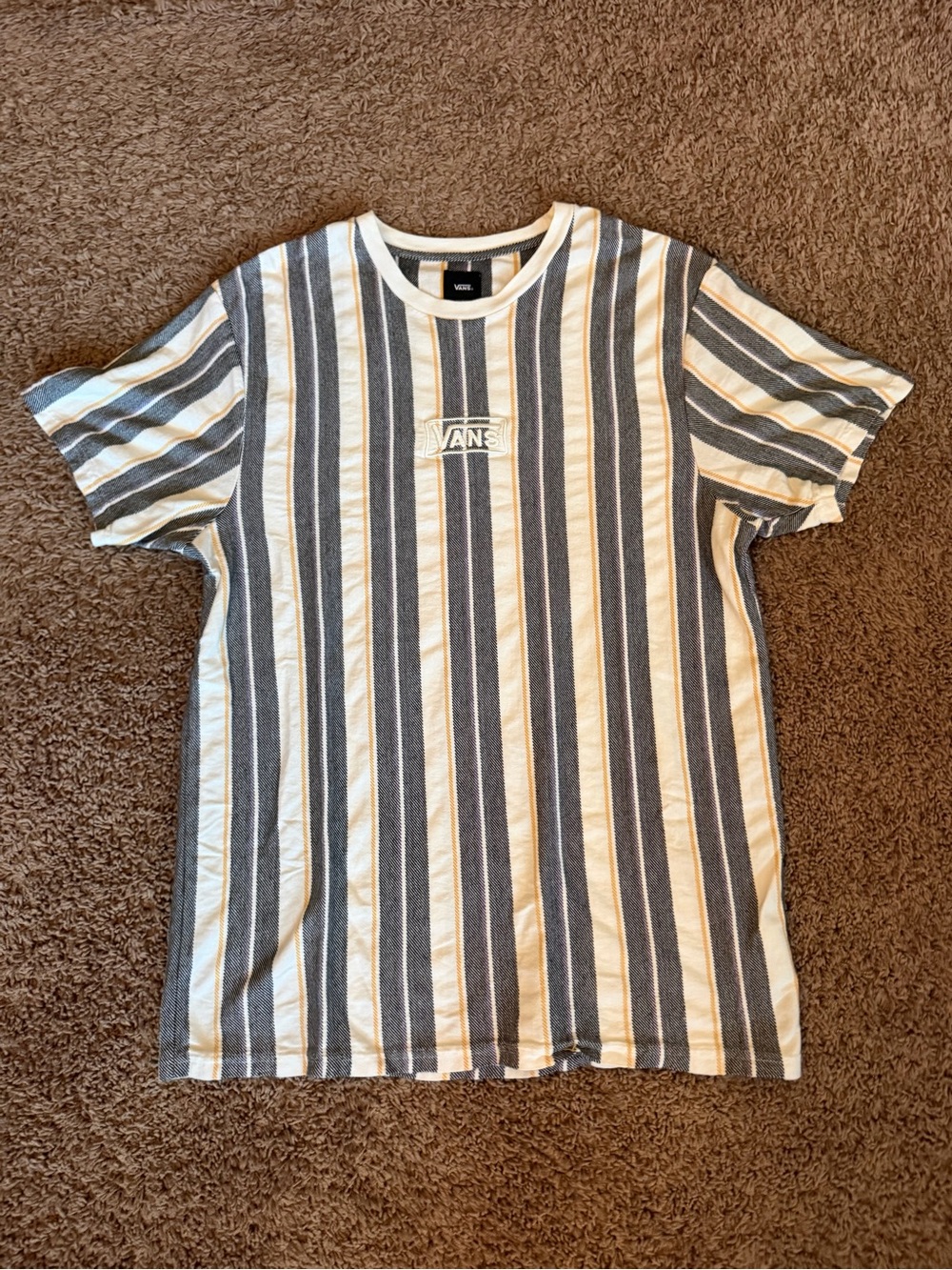 Vans Striped Short Sleeve Tee in Cream and Gray